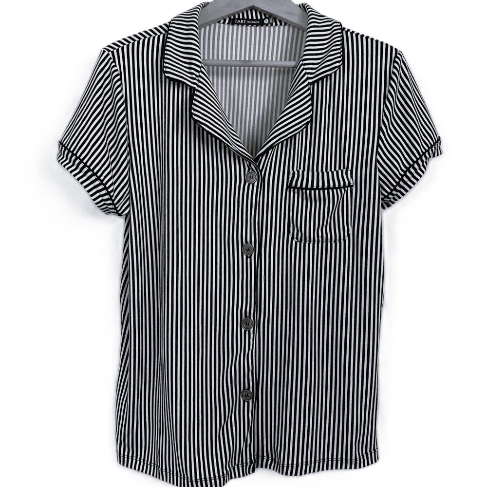 Tart Intimates Pajama Top, Button Front, Striped, Size M